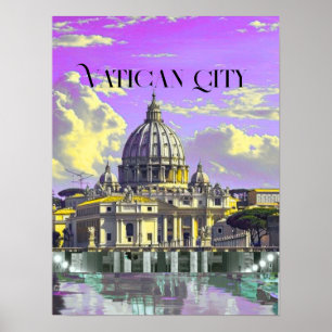 Poster Carte postale de voyage de la cité du Vatican, car
