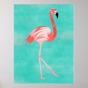 Poster Carte postale Flamant rose Bird