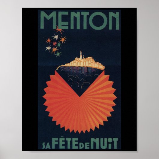 Poster Carte postale Menton Sa Fete de Nuit Côte d'Azur (Devant)