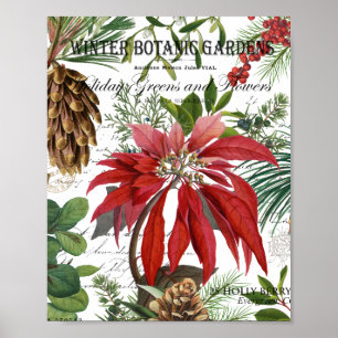 Poster Carte postale moderne vintage jardin d'hiver fleur