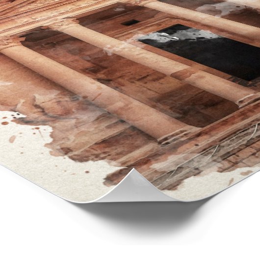 Poster Carte postale Petra Jordan Watercolor (Coin)