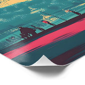 Poster Carte postale Retro Tour Eiffel Illustration de vo (Coin)