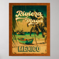 Carte postale Riviera Maya Palm Tree Vintage voyag