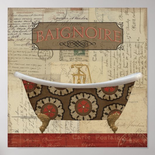 Poster Carte postale Salle de bain française (Devant)