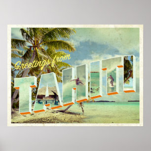 Poster Carte postale vintage de Tahiti