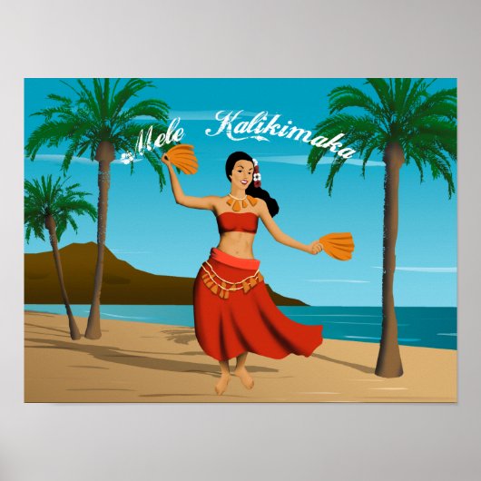 Poster Carte postale Vintage hawaïen Mele Kalikimaka (Devant)