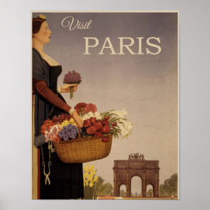 Poster Carte postale vintage Paris Travel