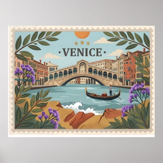 Poster Carte postale vintage Venise Italie (Devant)