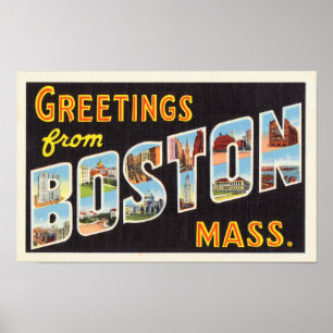 Poster Carte postale Vintage voyage de Boston restaurée