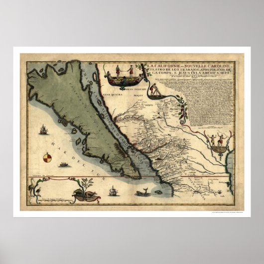 Poster Carte précoce Californie & Mexique 1712 (Devant)