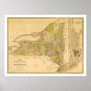 Poster Carte préliminaire de l'État de New York 1839