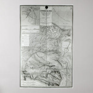 Poster Carte préparatoire du canal de Suez, 1855