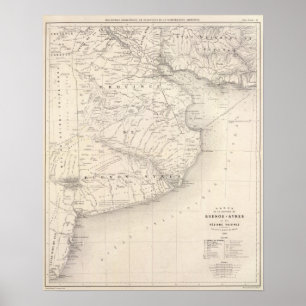 Poster Carte, Province de Buenos Aires, régions voisines