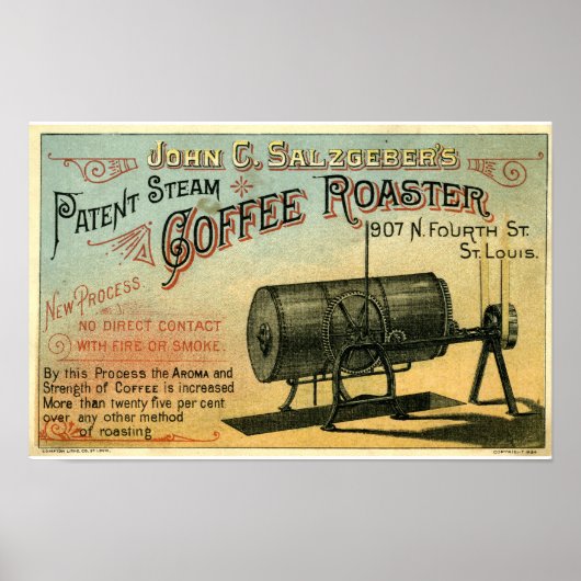 Poster Carte publicitaire de la torréfactrice à café 1884 (Devant)