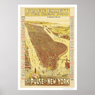 Poster Carte Pulse Of New York 1891