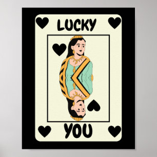 Poster Carte Queen Of Heart Black Ace Poster, Lucky You