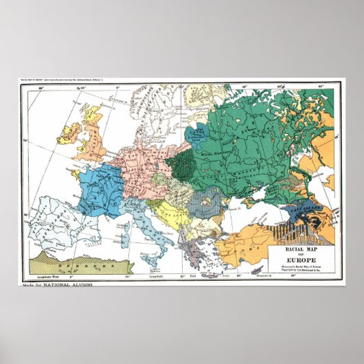 Poster Carte raciale de l'Europe (Devant)