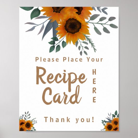 Poster Carte Recette Sunflower Place Ici Panneau Douche (Devant)