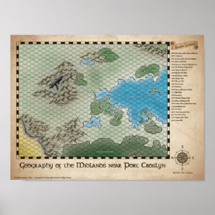 Poster Carte régionale de RPG les Midlands
