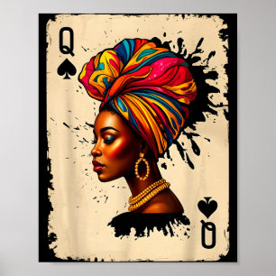 Poster Carte Reine Mélanine Africaine Histoire Noire Fièr