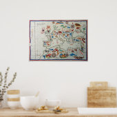 Poster Carte Renaissance 1563 Europe (Cuisine)