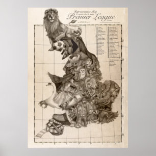 Poster Carte représentative du football anglais