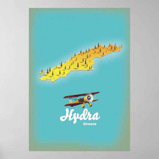 Poster Carte rétro de Hydra Grèce (Devant)