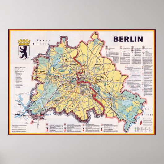 Poster Carte Retro East/West Berlin (Devant)