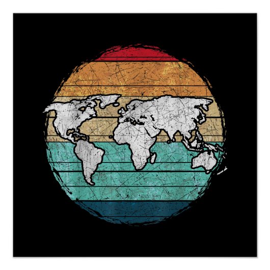 Poster Carte Retro World (Devant)