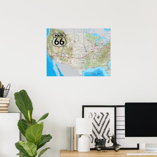 Poster Carte Route 66 (Bureau à domicile)