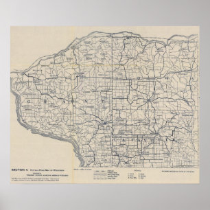 Poster Carte routière cyclable du Wisconsin 8
