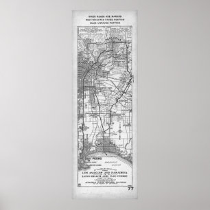 Poster Carte routière Vintage de Los Angeles et de San Pe