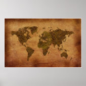 Poster Carte Rustique 3D World Map sur l'effet Parchemin (Devant)