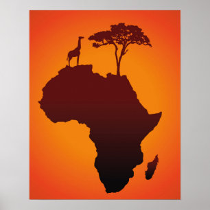 Poster Carte Safari Africaine - Imprimer l'affiche