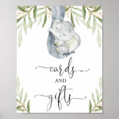 Poster Carte safari éléphant et signe baby shower cadeaux (Devant)