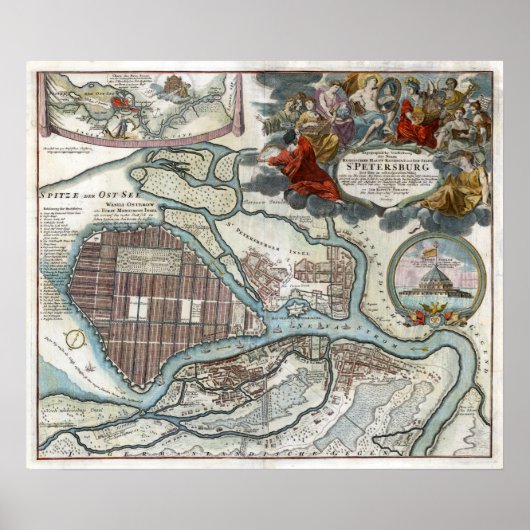 Poster Carte Saint-Pétersbourg 1720 (Devant)