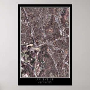Poster Carte satellite d'Asheville Caroline du Nord