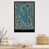Poster Carte satellite de Burt Lake Michigan (Cuisine)