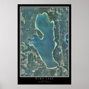 Poster Carte satellite de Burt Lake Michigan