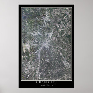 Poster Carte satellite de Charlotte North Carolina