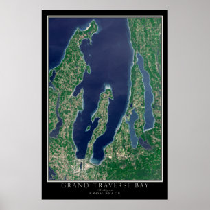 Poster Carte satellite de Grand Traverse Bay Michigan