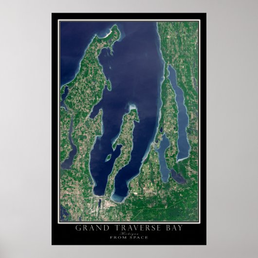 Poster Carte satellite de Grand Traverse Bay Michigan (Devant)