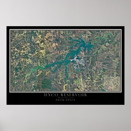 Poster Carte satellite de Hyco Lake North Carolina (Devant)