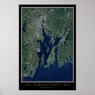 Poster Carte satellite de la baie de Narragansett