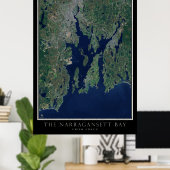 Poster Carte satellite de la baie de Narragansett (Bureau à domicile)