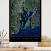 Poster Carte satellite de la baie de Narragansett (Cuisine)