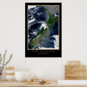 Poster Carte satellite de la Nouvelle-Zélande (Cuisine)