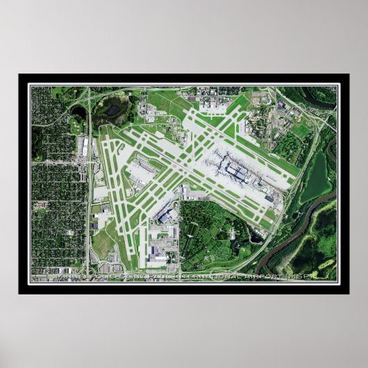 Poster Carte satellite de l'aéroport international de Min (Devant)