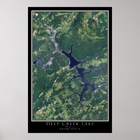 Poster Carte satellite de l'affiche du lac Deep Creek Mar (Devant)