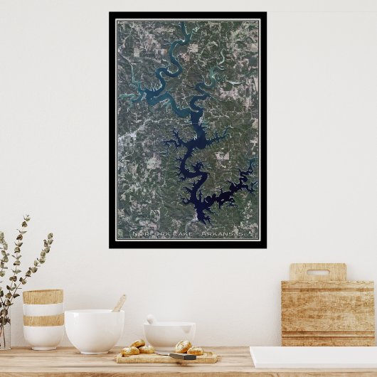 Poster Carte satellite de l'affiche du lac Norfork Arkans (Cuisine)